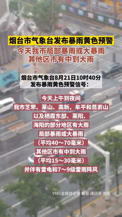 山东省烟台市发布暴雨黄色预警