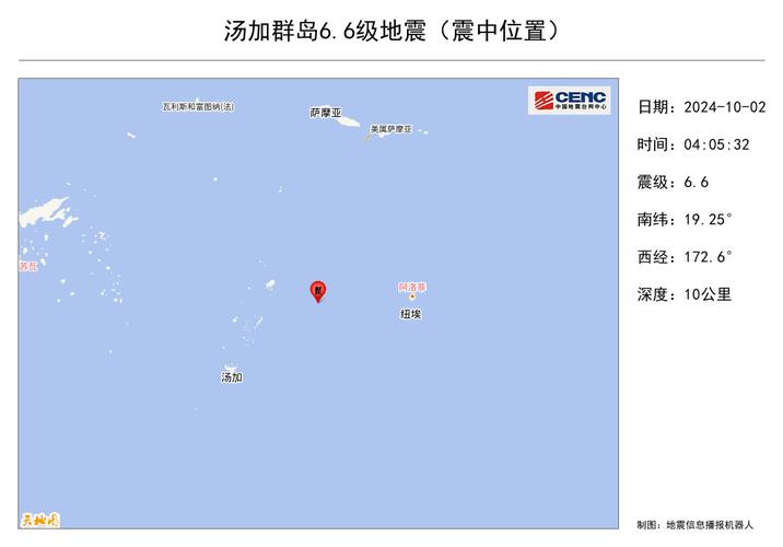 汤加群岛发生6.5级地震 震源深度170公里