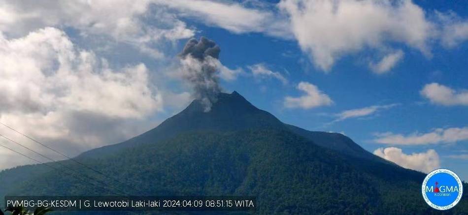 印尼马拉皮火山喷发 火山灰柱高度约为700米